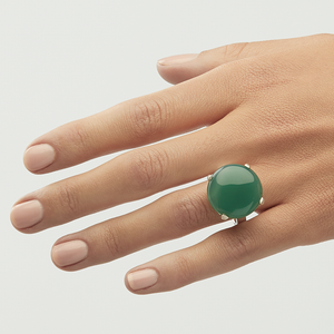 Green Onyx Silver Round Ring (20.93ct)