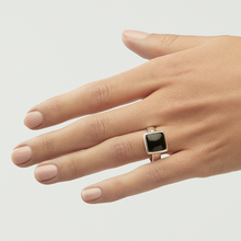 Load image into Gallery viewer, Black Onyx Silver Princess Cut Bezel Ring (3.77ct)