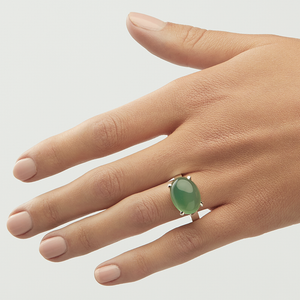 Green Onyx Silver Side Mounted Oval Cut Ring (7.89ct - 9.69ct)