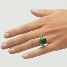 Load image into Gallery viewer, Green Malachite Silver Emerald Cut Ring (7.95ct)