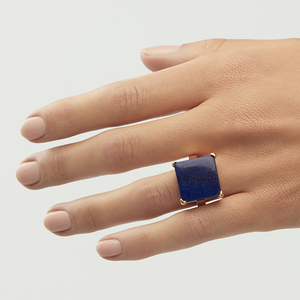 Lapis Lazuli Gold Princess Cut Ring (10.4ct)-SOLD