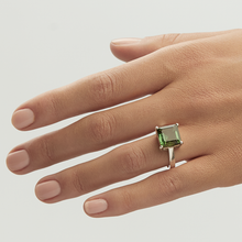 Load image into Gallery viewer, Dark Green Tourmaline Silver Princess Cut Ring (5.04ct)