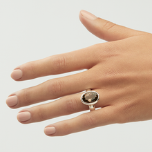 Load image into Gallery viewer, Smokey Quartz Silver Side Mounted Oval Cut Bezel Ring (4.99ct - 5.19ct)