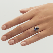 Load image into Gallery viewer, Blue Tanzanite Silver Cushion Cut Ring (2.95ct)