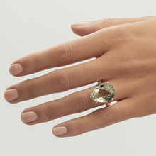 Load image into Gallery viewer, Green Amethyst Silver Pear Cut Ring (14.46ct)