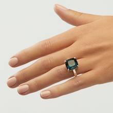 Load image into Gallery viewer, London Blue Topaz Silver Cushion Cut Ring (8.90ct - 10.90ct)