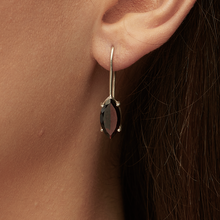 Load image into Gallery viewer, Red Garnet Silver Marquise Cut Tara Hook Earrings