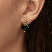 Load image into Gallery viewer, Yellow Citrine and Black Onyx Silver Bianca Drop Earrings