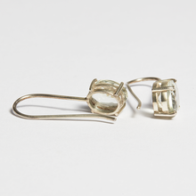 Load image into Gallery viewer, Green Amethyst Silver Oval Cut Tara Hook Earrings