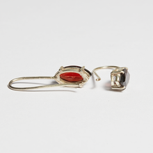 Load image into Gallery viewer, Red Garnet Silver Marquise Cut Tara Hook Earrings