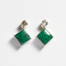 Load image into Gallery viewer, Green Amethyst &amp; Malachite Silver Bianca Drop Earrings