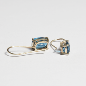 London Blue Topaz Silver Cushion Cut Tara Hook Earrings