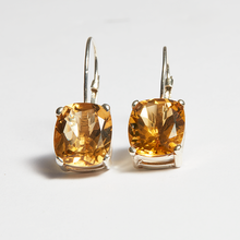 Load image into Gallery viewer, Honey Quartz Silver Cushion Cut Raya Hook Earrings