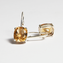 Load image into Gallery viewer, Honey Quartz Silver Cushion Cut Raya Hook Earrings