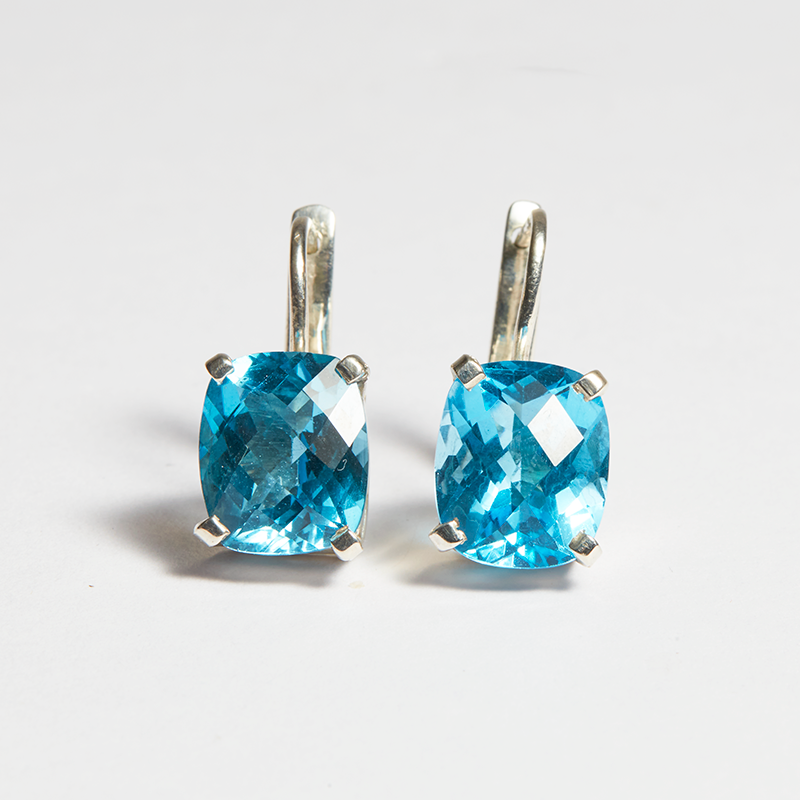 Swiss Blue Topaz Silver Ella Hook Earrings