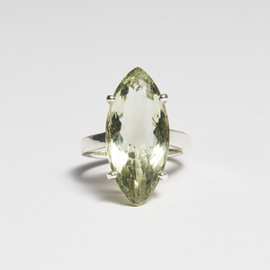 Green Amethyst Silver Marquise Cut Ring (13.94ct)